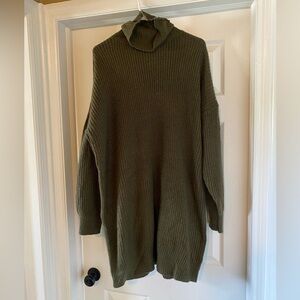 SO Olive Turtleneck Sweater Dress XL